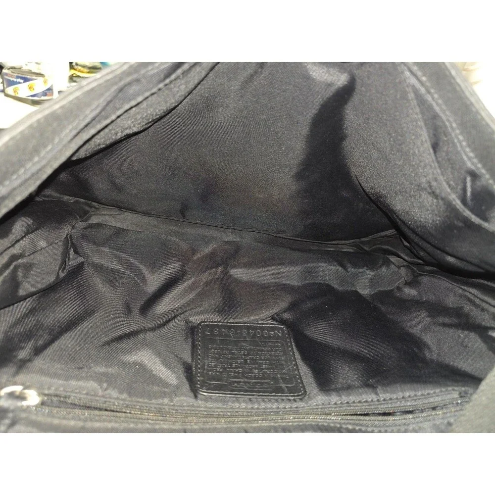 Coach Black Nylon Leather Trim Computer Messenger Tote Laptop Crossbody 6437 B